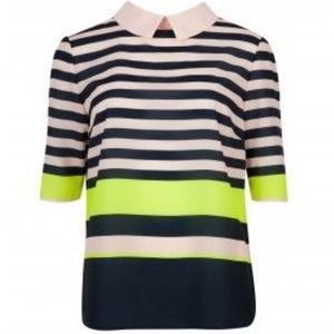 Ted Baker pink and navy stripped collared shirt